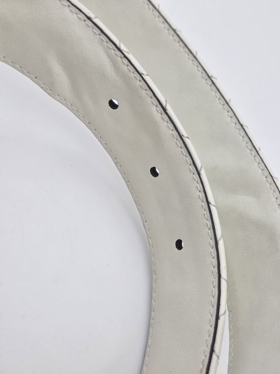 Gucci White Leather Belt with Gold Interlocking Buckle main image 9